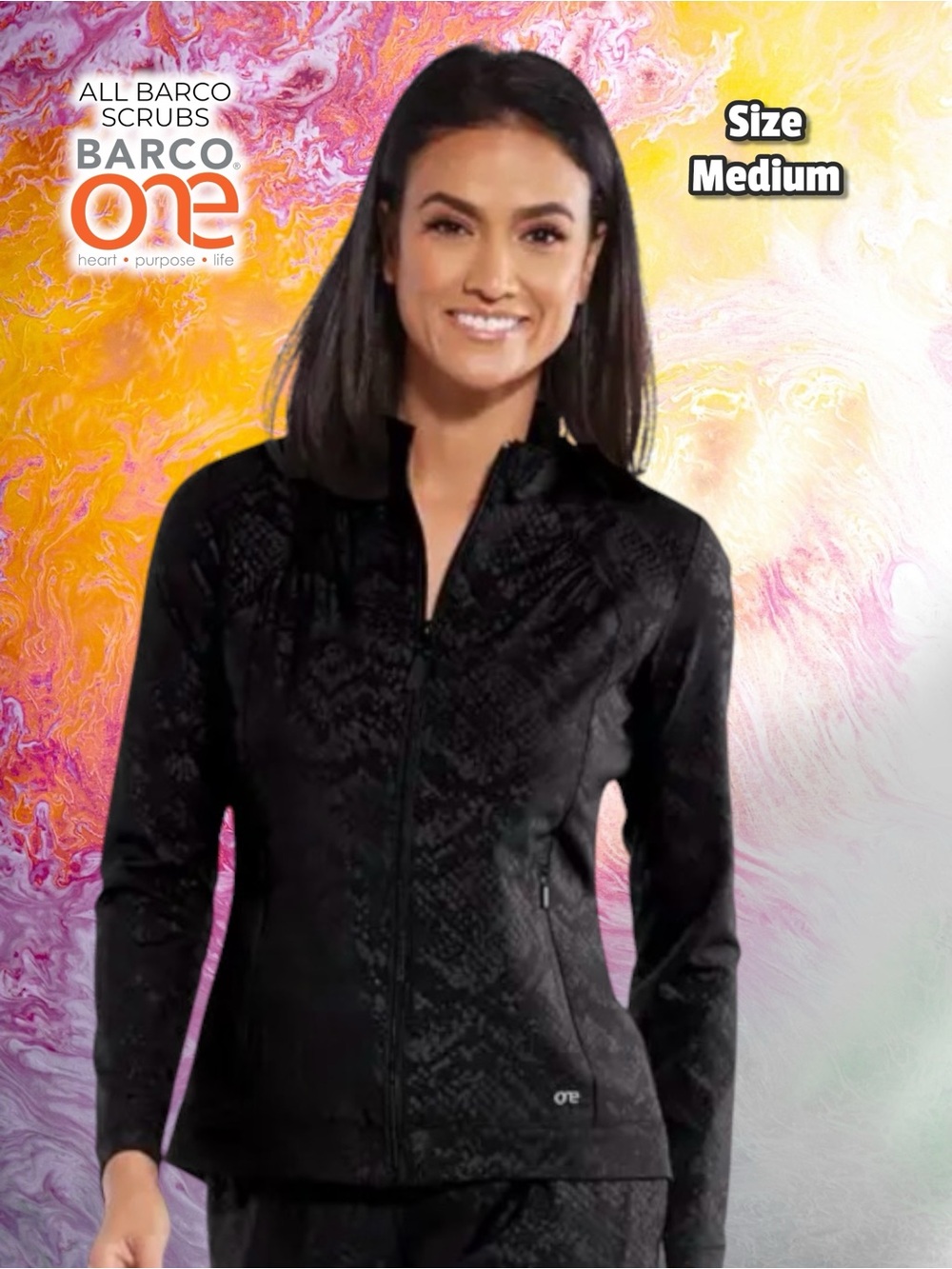 Barco One Endure Women's 2-
Pocket STRETCH Reptile Zip Front Scrub Jacket